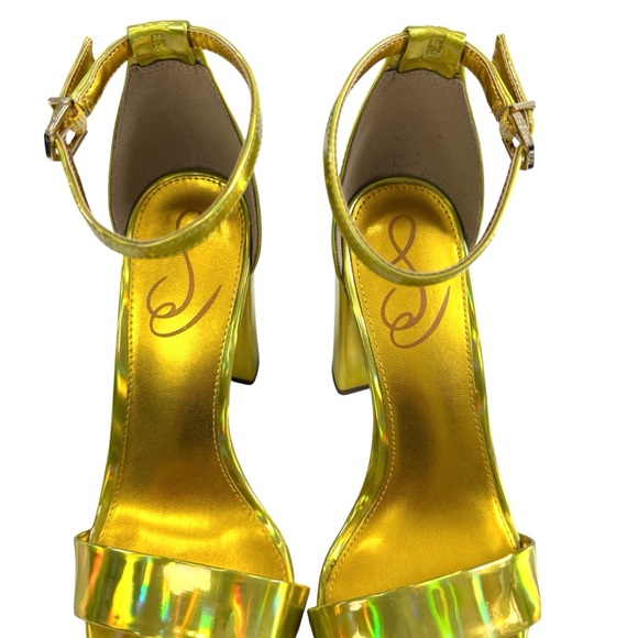 NWOT Sam Edelman Yaro Mimosa Gold Block Heel Ankle Strap Sandals Size 7.5M - Picture 10 of 16